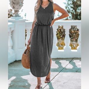 Cupshe Charcoal Sleeveless Maxi Dress